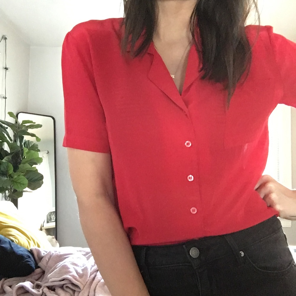 Red Top | 100% Silk | Vintage